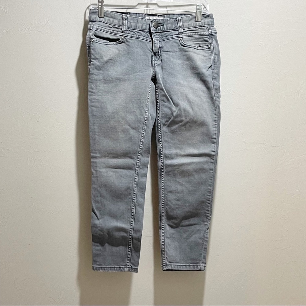 FREE PEOPLE Women’s Gray Wash Low Rise Crop Skinny Jeans Front Seam Detail 25